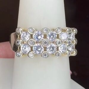 CHARLES WINSTON 925 Silver Bezel Bubble Ring with Simulated Diamonds - Vintage